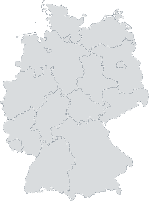 Deutschlandkarte als Icon zur Kennzeichnung regionaler Standorte und Ansprechpartner